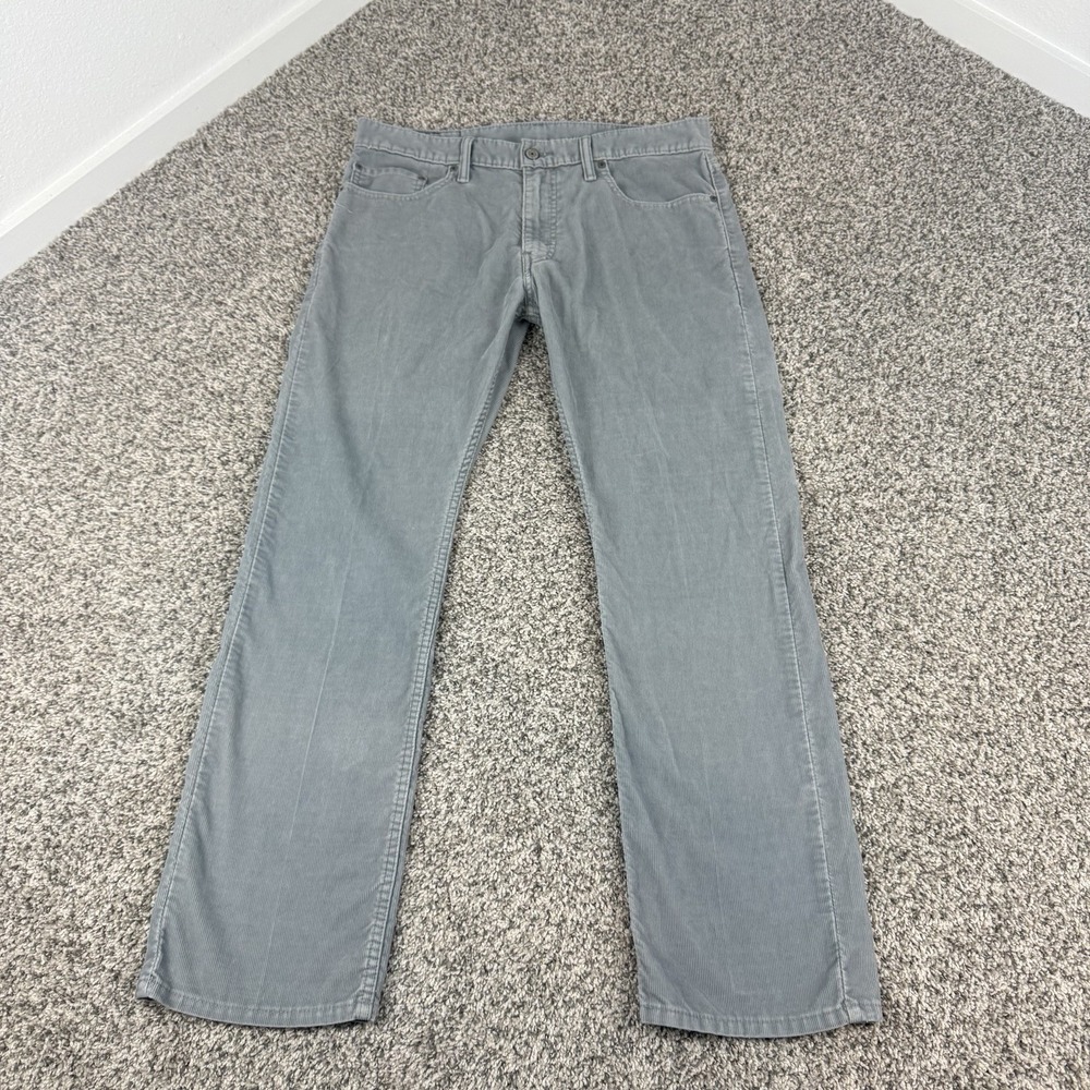 Levis 514 Pants Corduroy Mens 34x30 Gray Straight Chino Slacks Casual Stretch